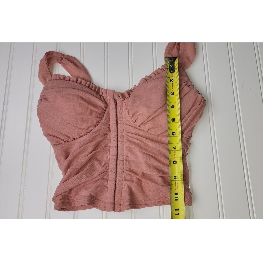 Windsor Ruched Mesh Corset Top Women XS Coquette Bustier Hook Front - Picture 4 of 8